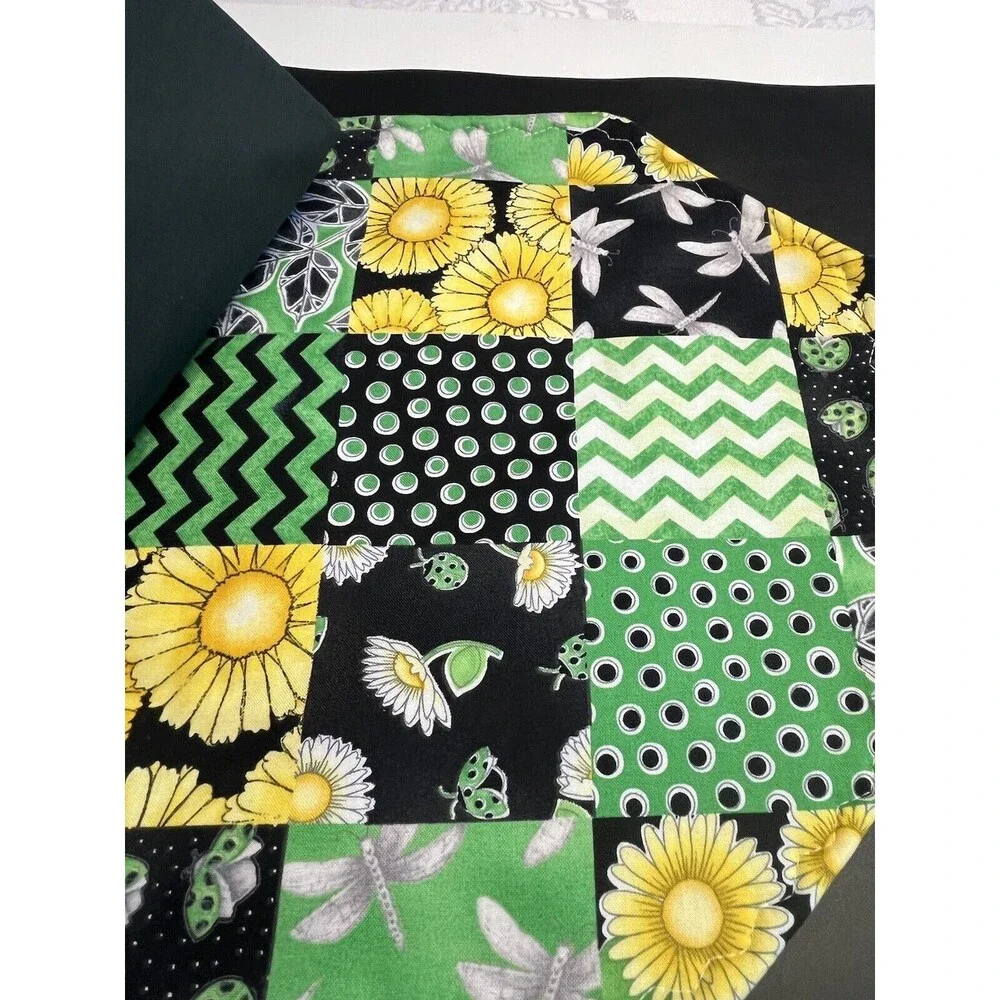 12pc Quilted Yellow Flowers Dragonfly Placemats Napkins Coasters Amish Made New